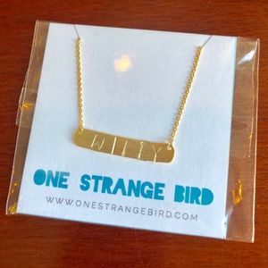 Gold tone wifey necklace, new with tag in package